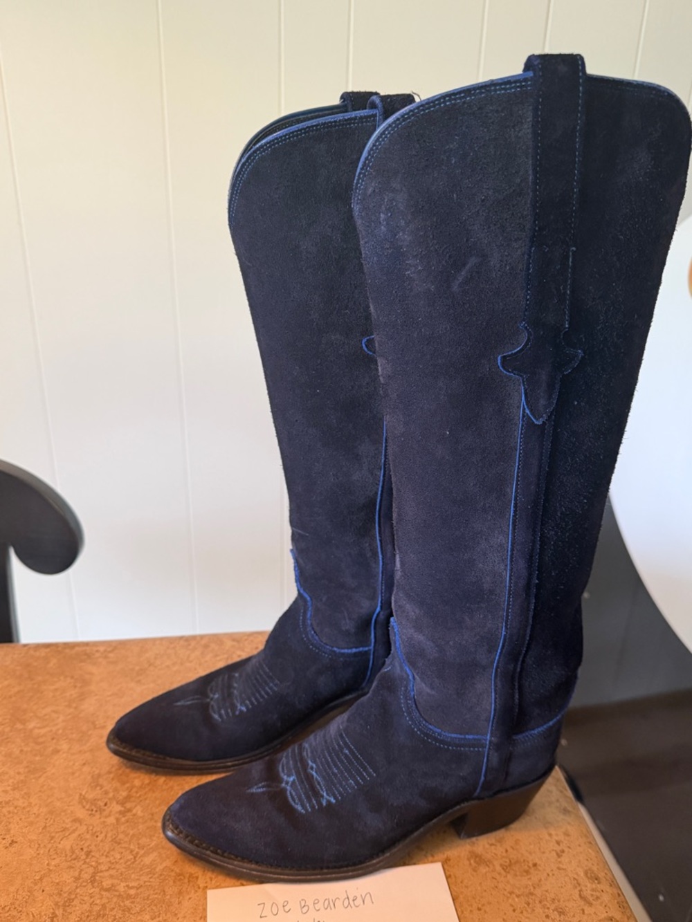 Lucchese Edie Navy Suede cowboy boots - Picture 5 of 7